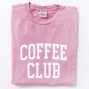 NEW - "COFFEE CLUB" Mineral Washed Graphic Top - Oat Collective